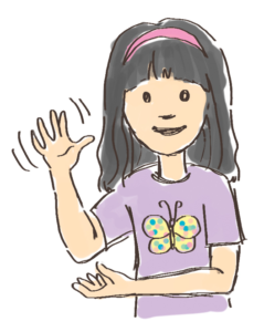 girl doing hand motions