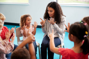 teacher with students