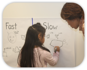 child drawing on a chart