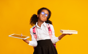 girl judging heavy or light objects