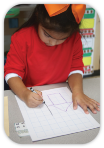 child drawing a house