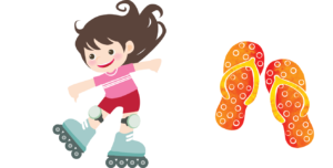 cartoon girl with roller blades