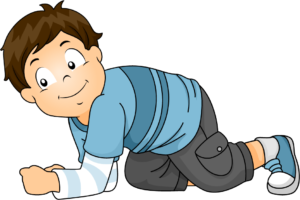 cartoon boy crawling